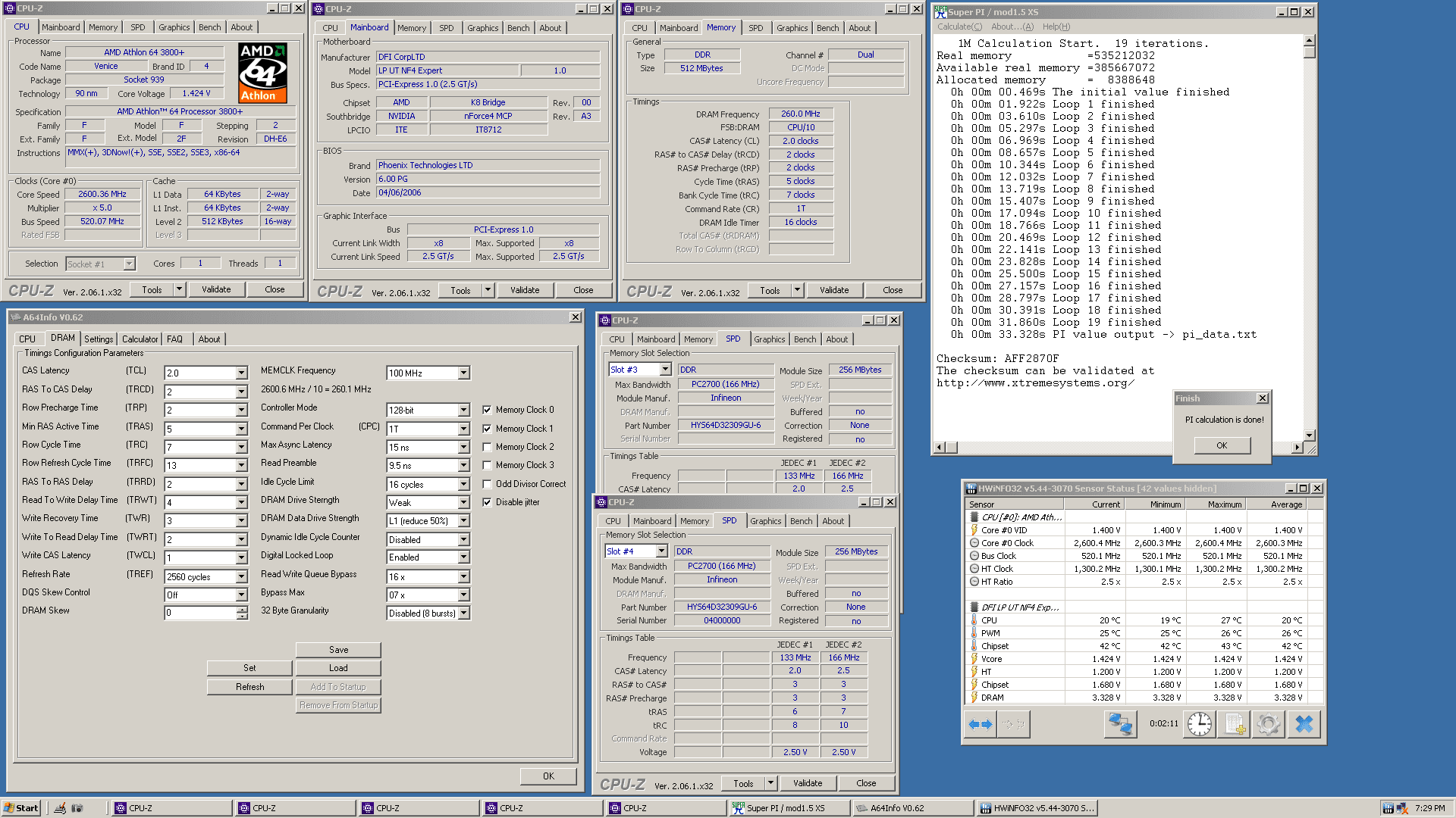 DFI NF4 Dr. Expert Nr.2 - 520MHz FSB 1.72v - 260MHz C2 3.41v - PI 1M.png